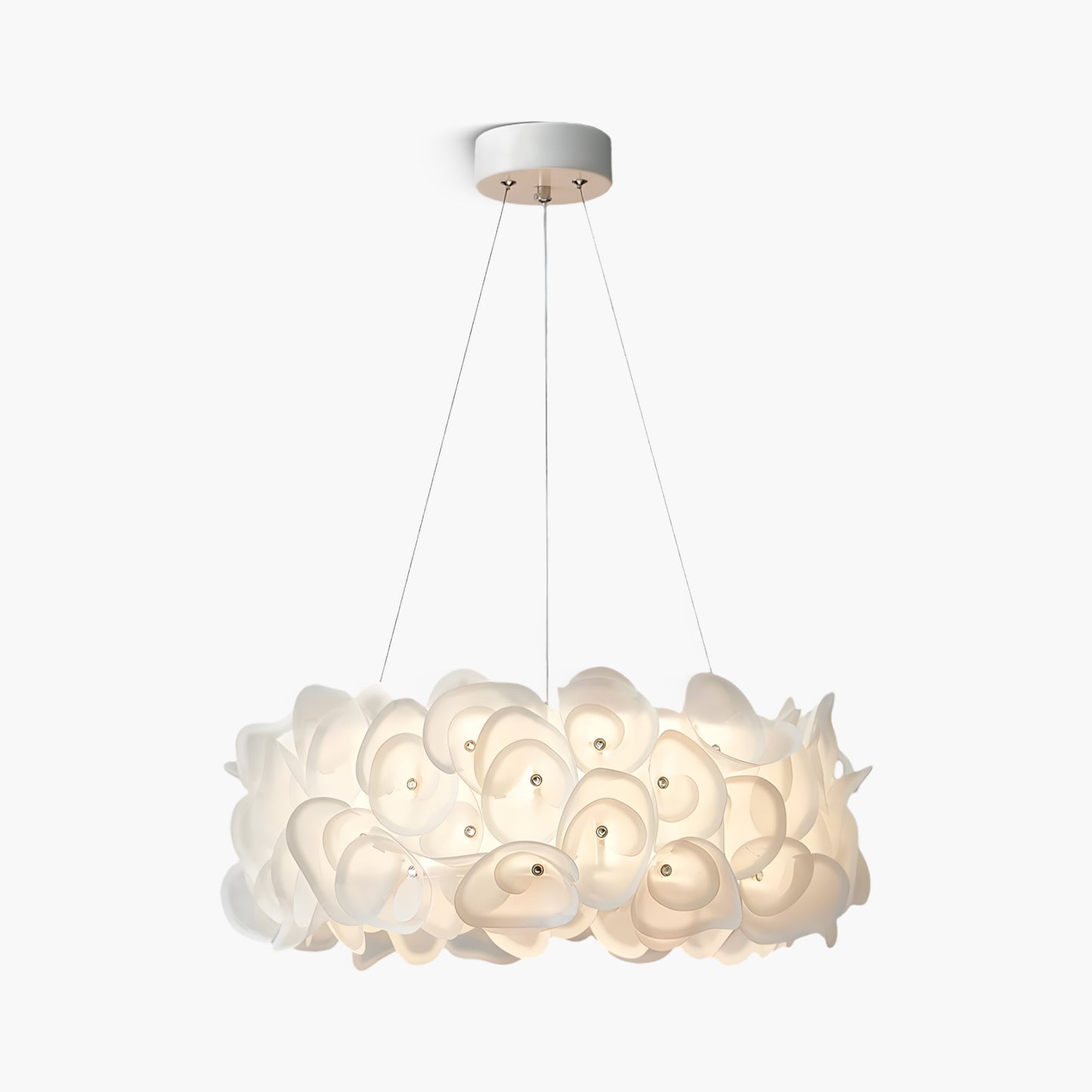 White Hydrangea Eclectic Metal Pendant Lamp