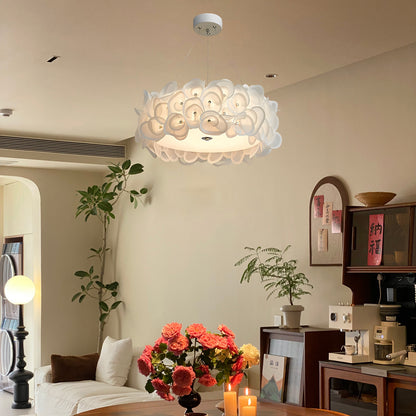 White Hydrangea Eclectic Metal Pendant Lamp