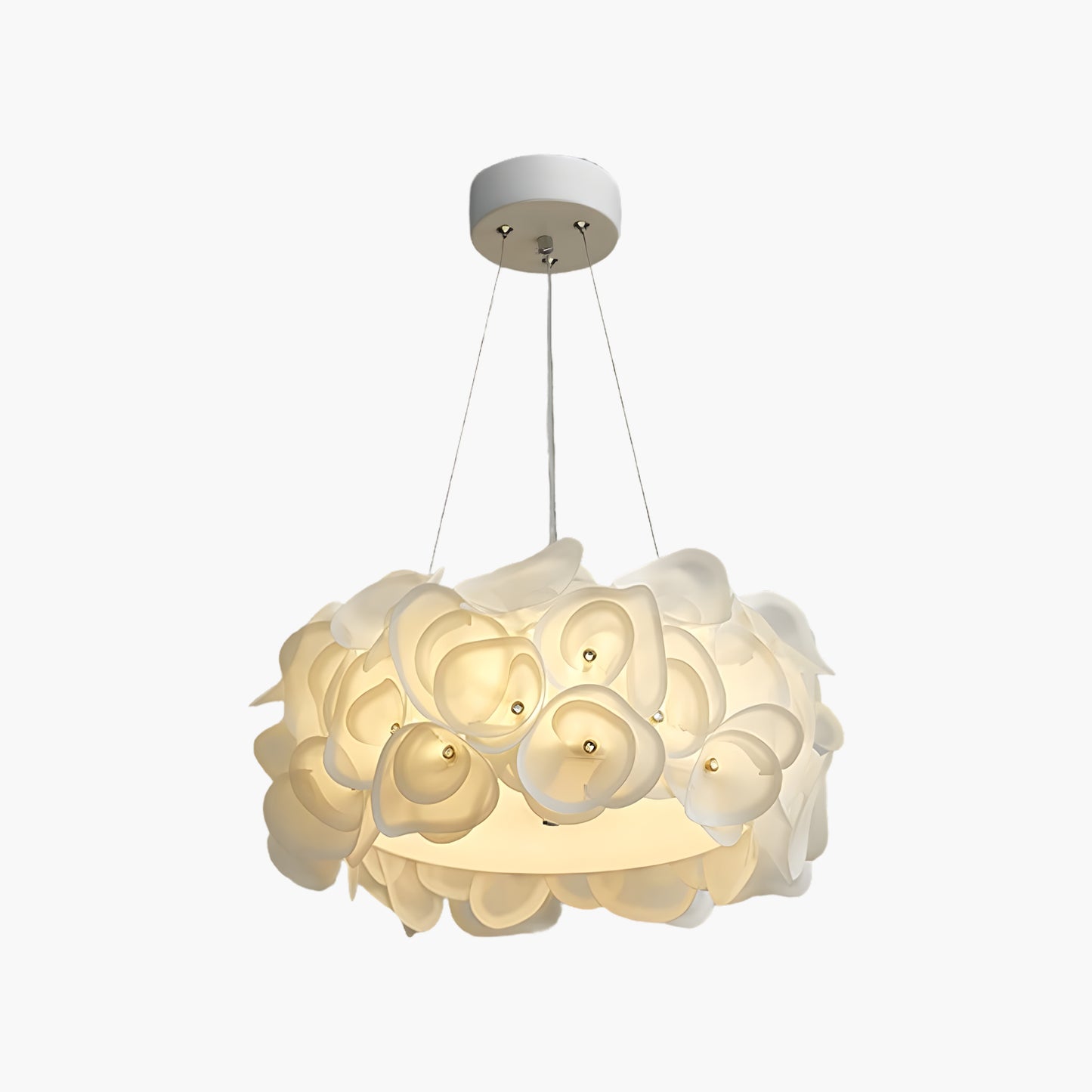 White Hydrangea Eclectic Metal Pendant Lamp