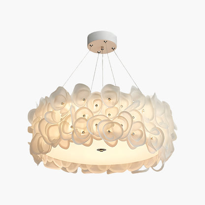 White Hydrangea Eclectic Metal Pendant Lamp