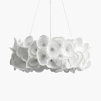 White Hydrangea Eclectic Metal Pendant Lamp