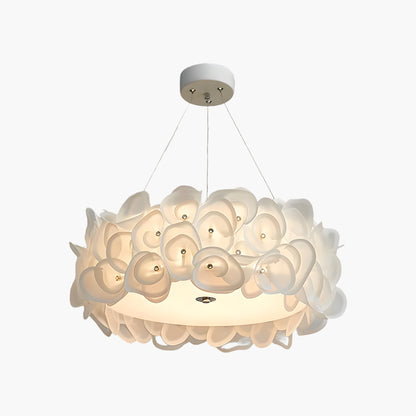 White Hydrangea Eclectic Metal Pendant Lamp