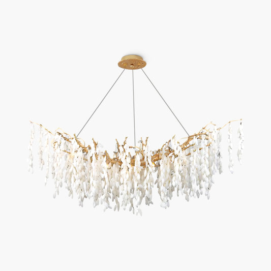 White Jade Branch Modern Brass Chandelier