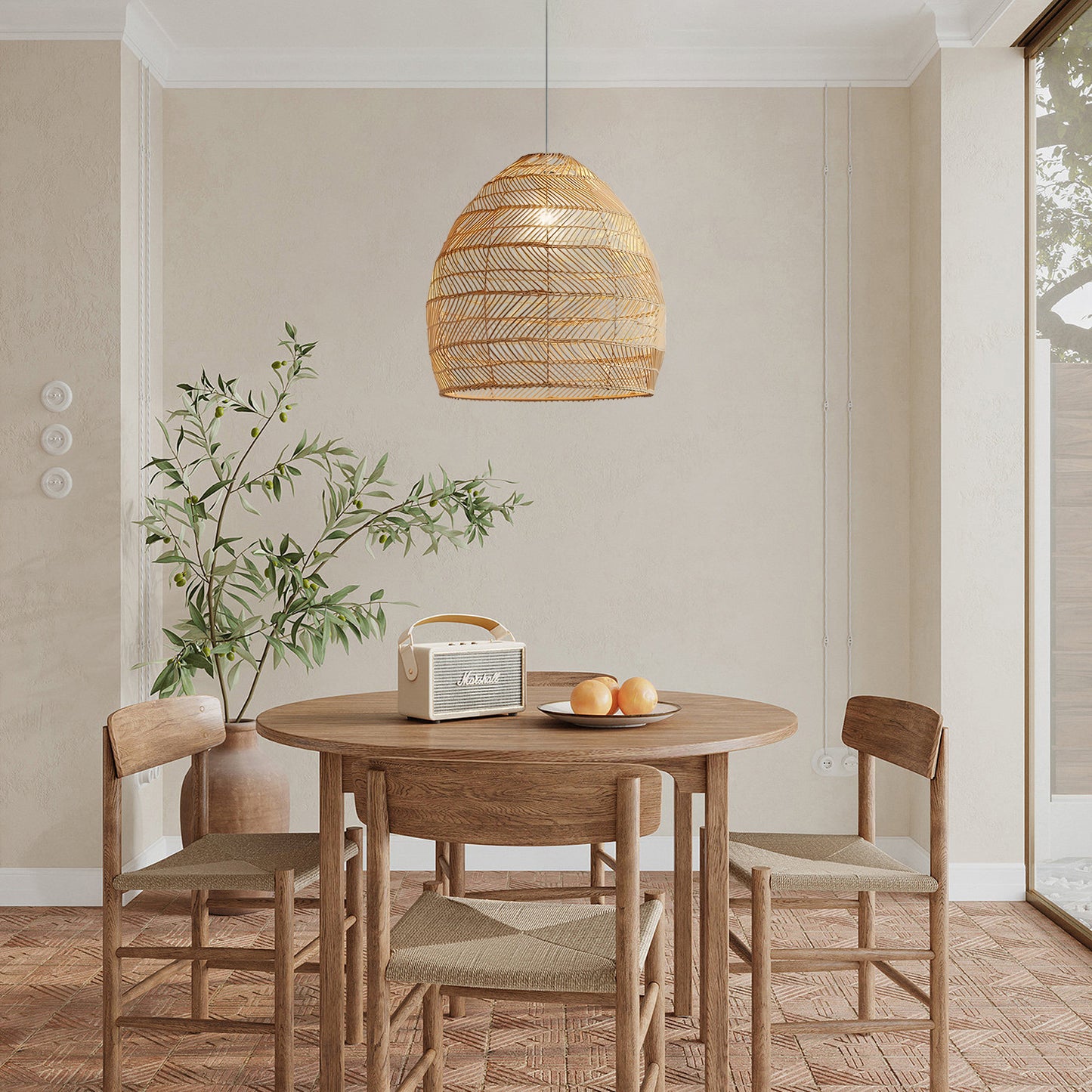 Wicker Contemporary Metal Pendant Lamp