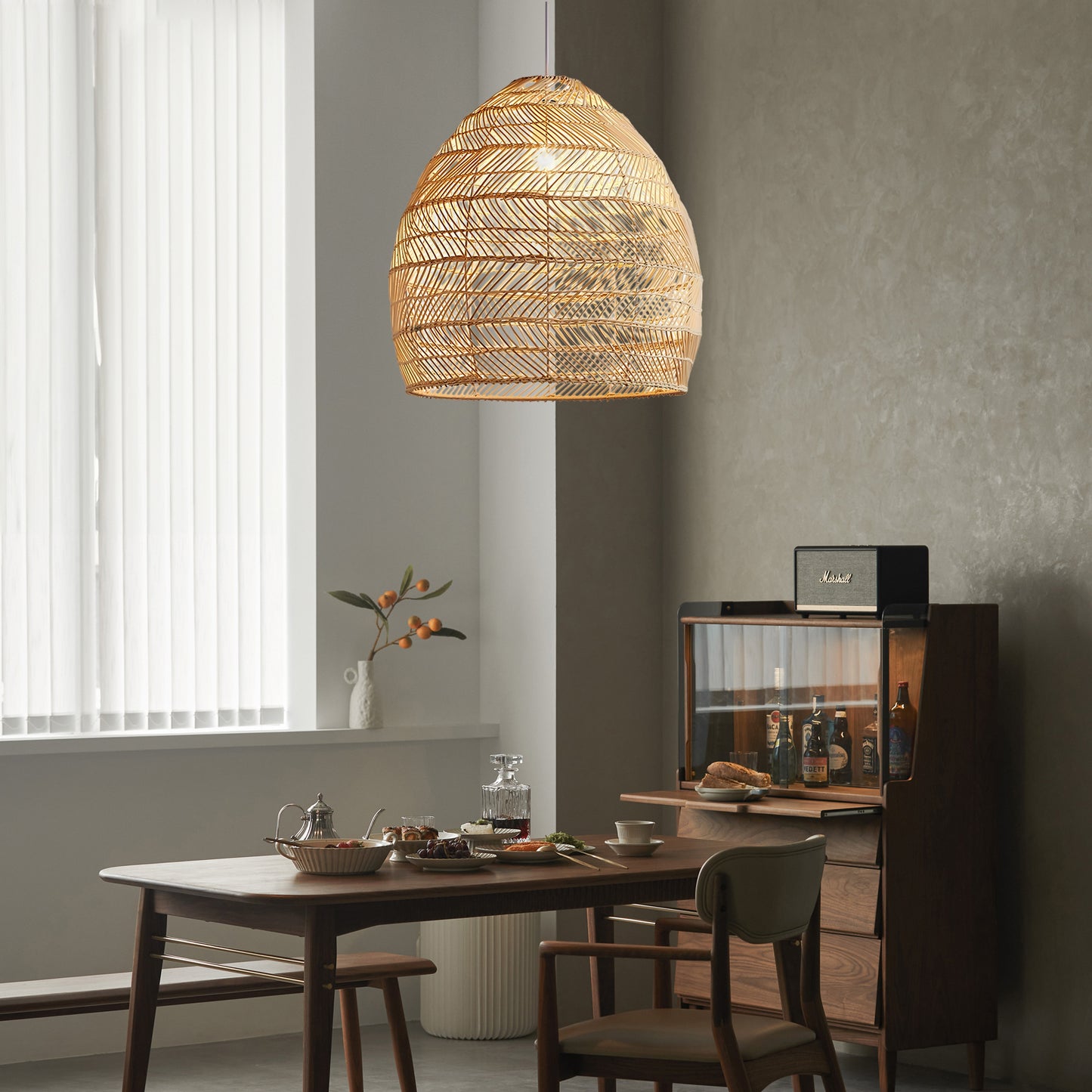 Wicker Contemporary Metal Pendant Lamp