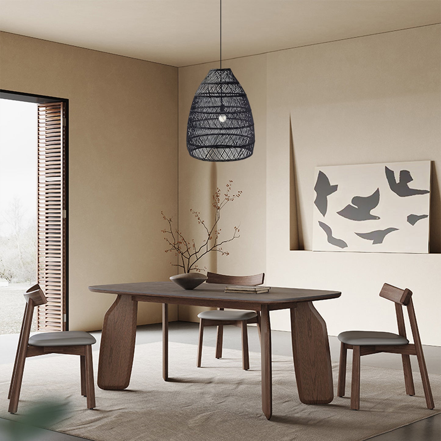 Wicker Contemporary Metal Pendant Lamp