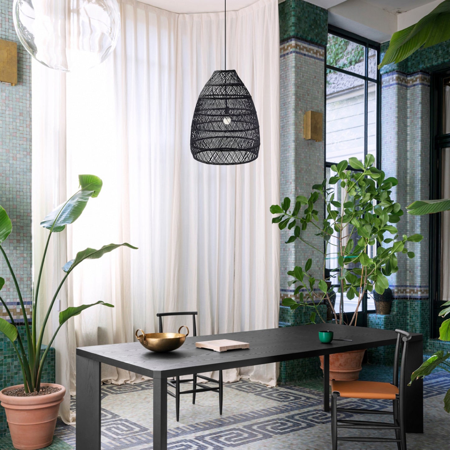 Wicker Contemporary Metal Pendant Lamp