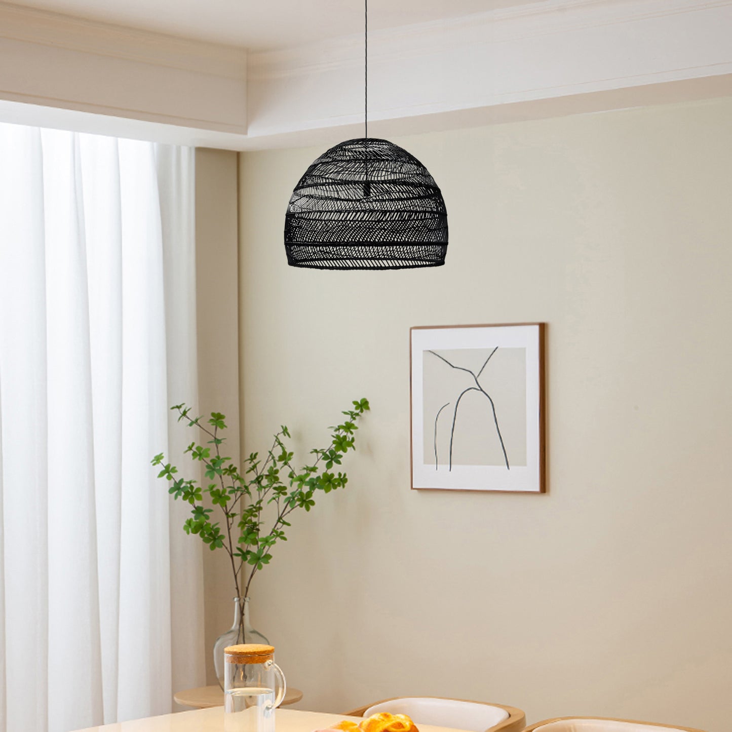 Wicker Contemporary Metal Pendant Lamp