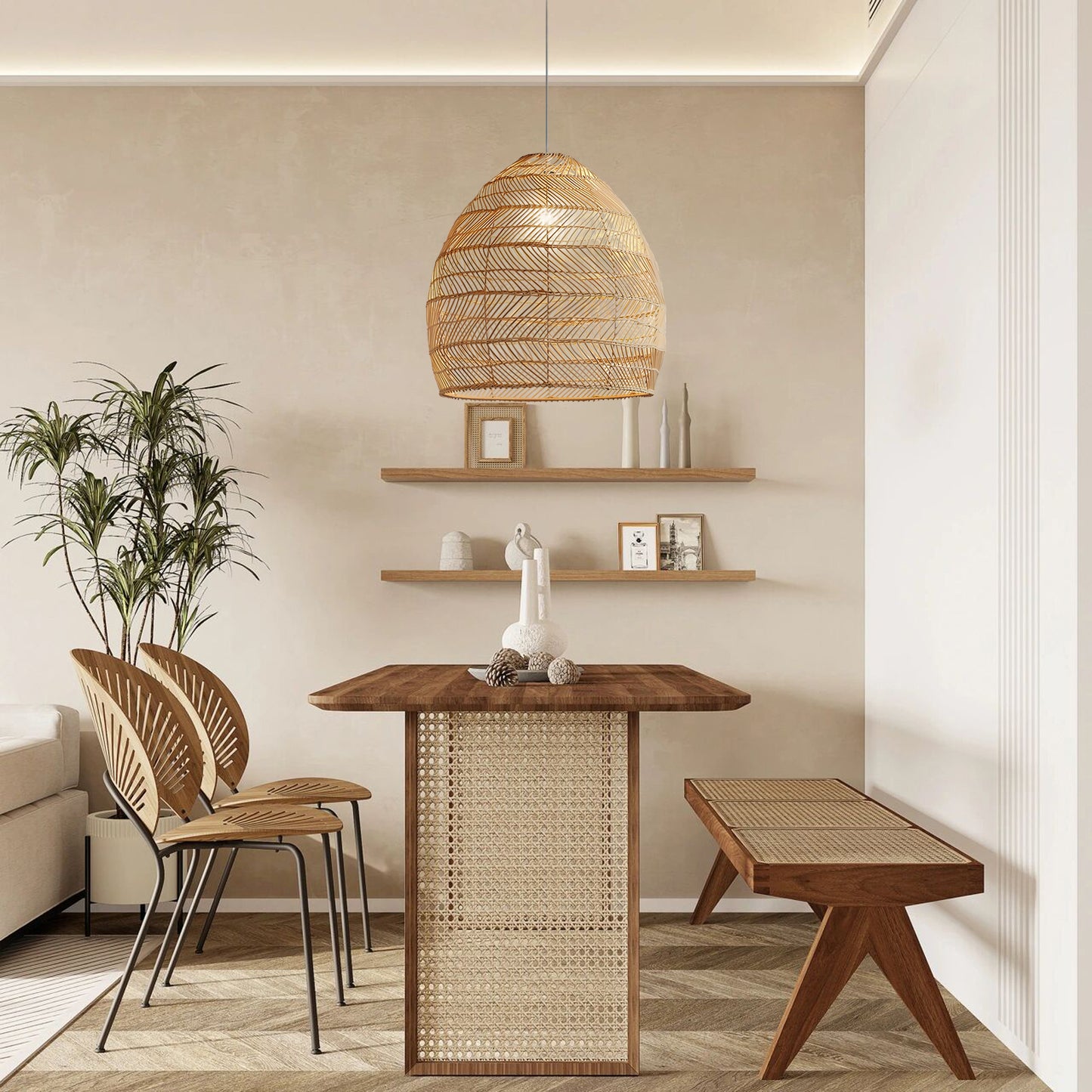 Wicker Contemporary Metal Pendant Lamp