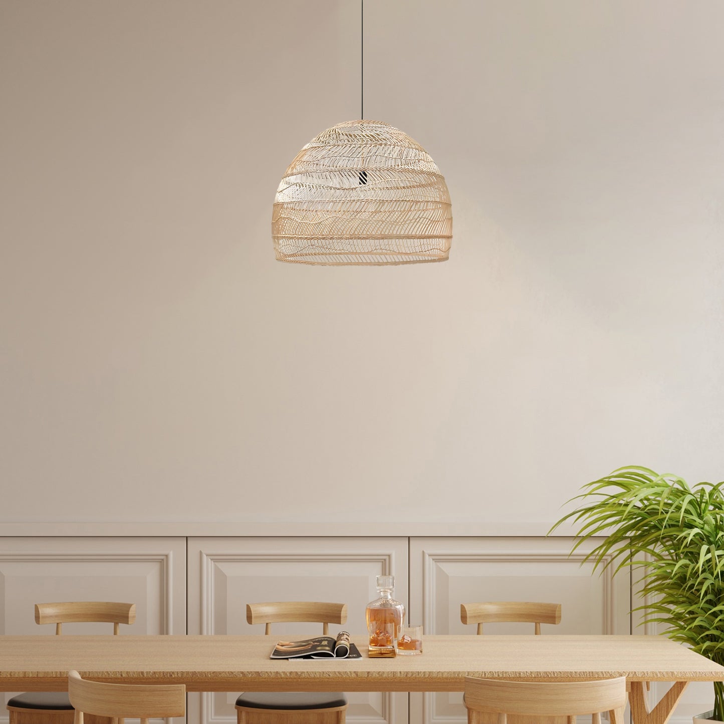 Wicker Contemporary Metal Pendant Lamp