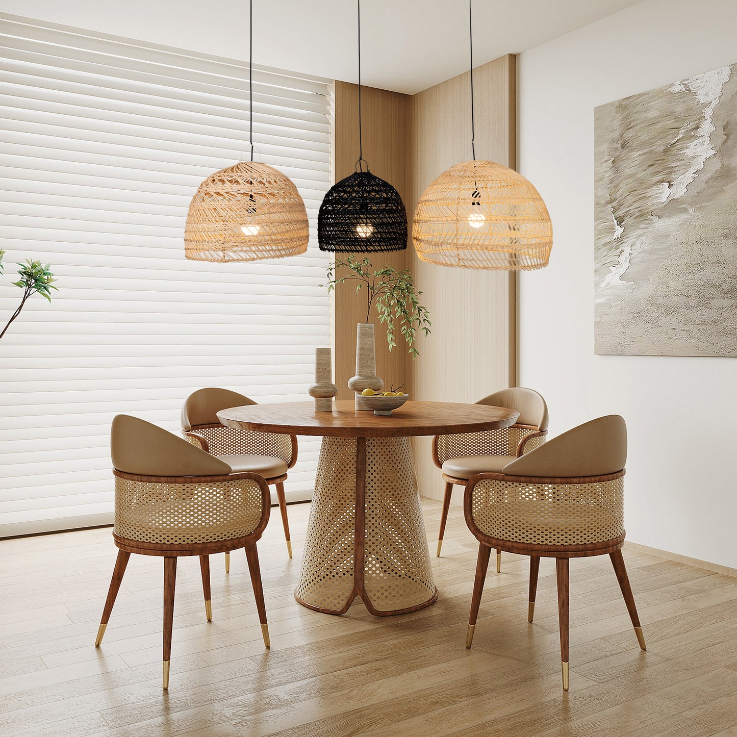 Wicker Contemporary Metal Pendant Lamp