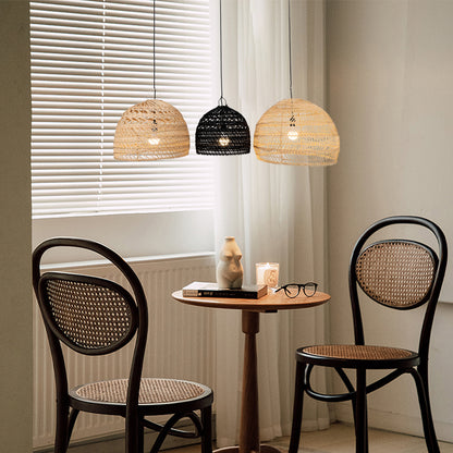 Wicker Contemporary Metal Pendant Lamp