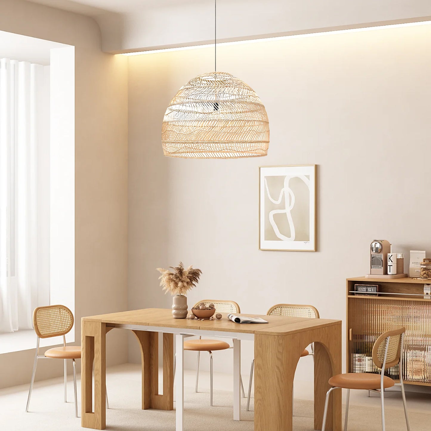 Wicker Contemporary Metal Pendant Lamp