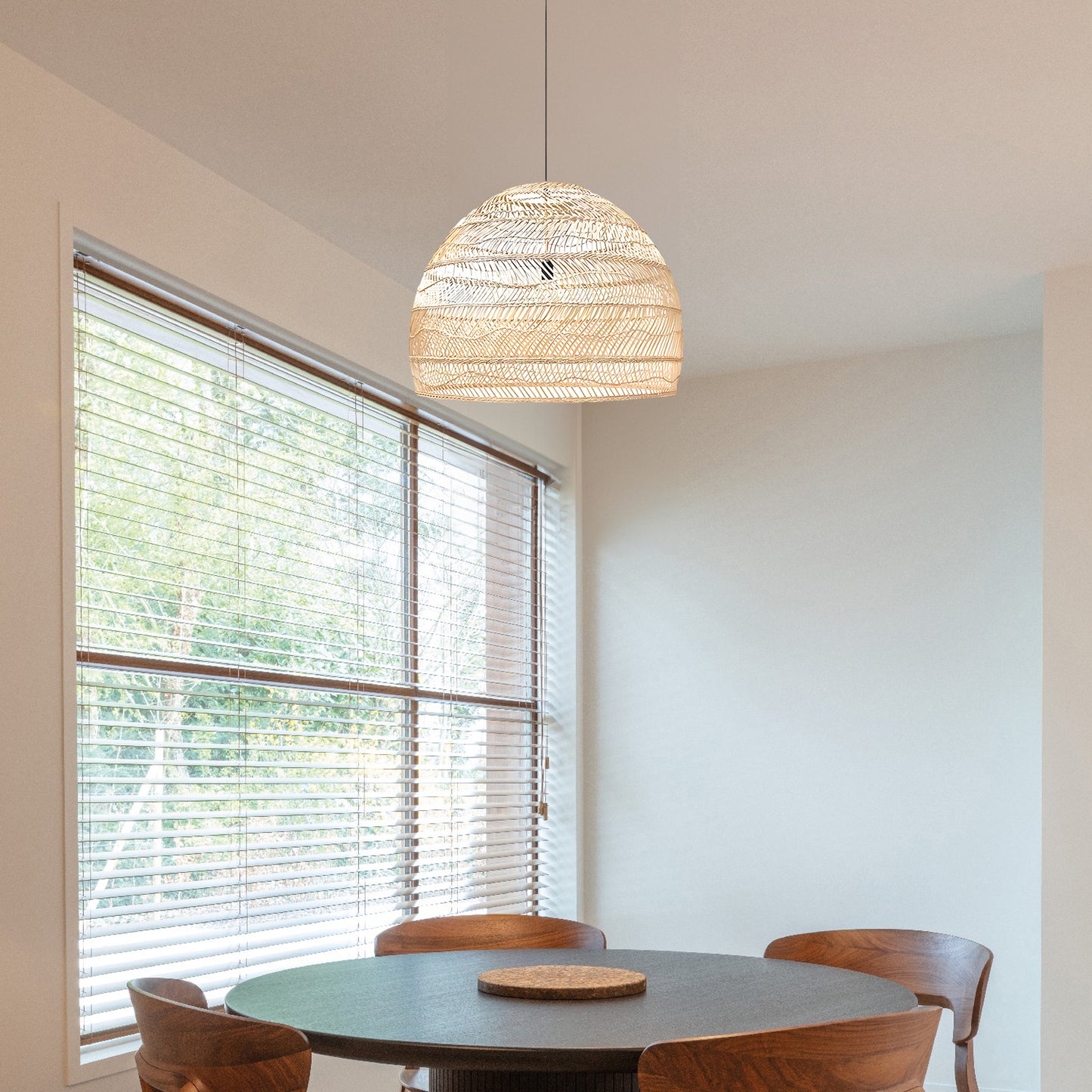 Wicker Contemporary Metal Pendant Lamp