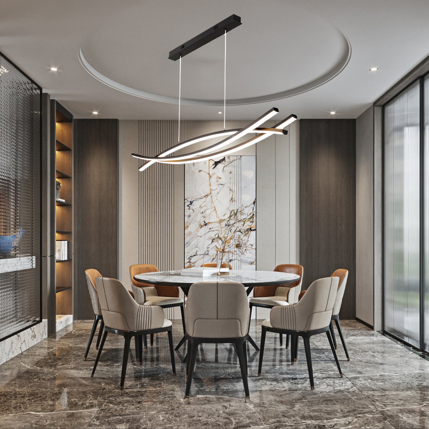 Wishbone LED Modern Aluminum Chandelier