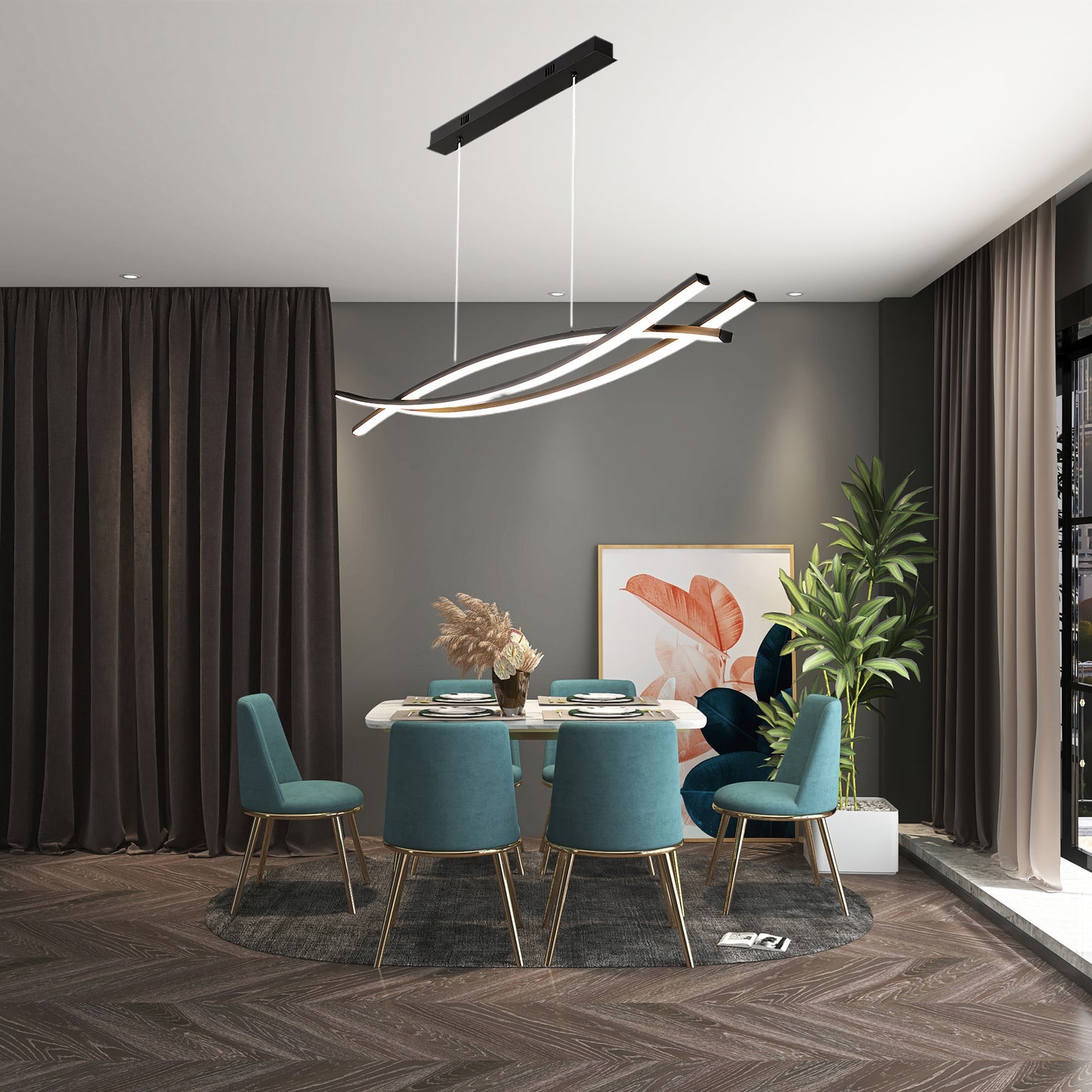 Wishbone LED Modern Aluminum Chandelier