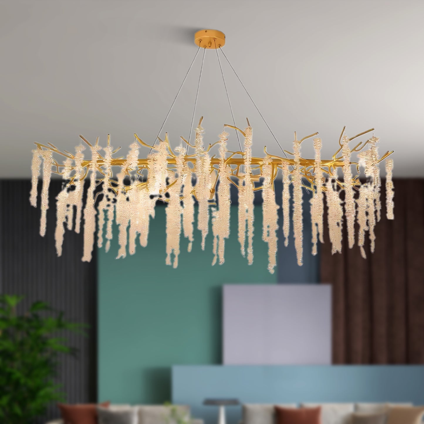 Wisteria Flower Art Deco Crystal Chandelier