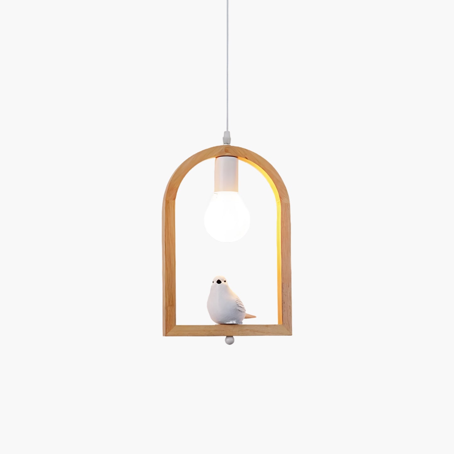 Wood Bird Resin Eclectic Metal Pendant Light