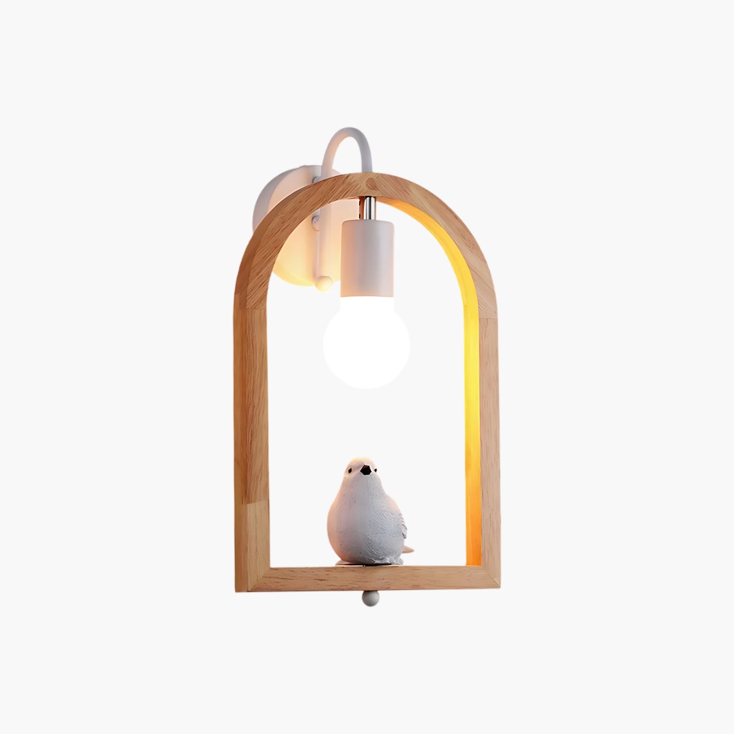 Wood Bird Resin Eclectic Metal Wall Light