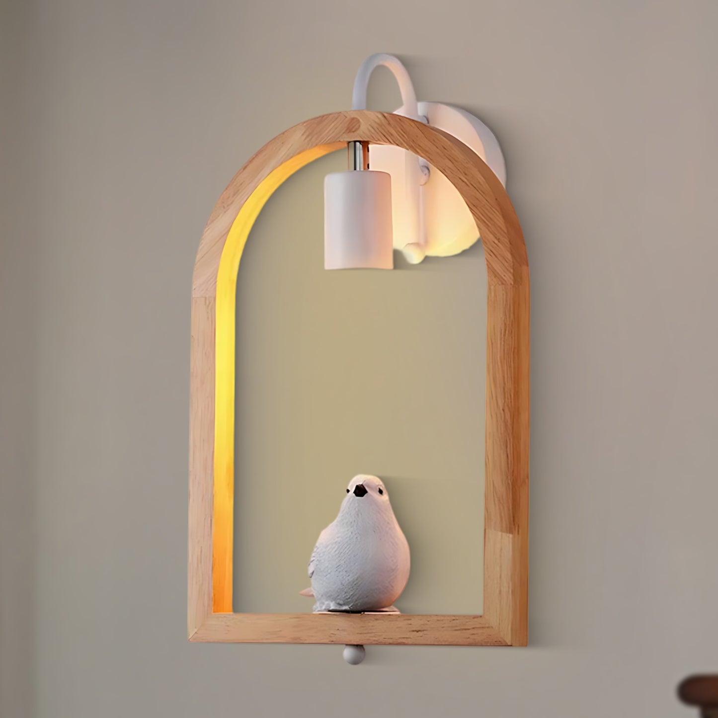 Wood Bird Resin Eclectic Metal Wall Light