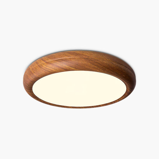 Wood Grain Round Eclectic Metal Ceiling Lamp