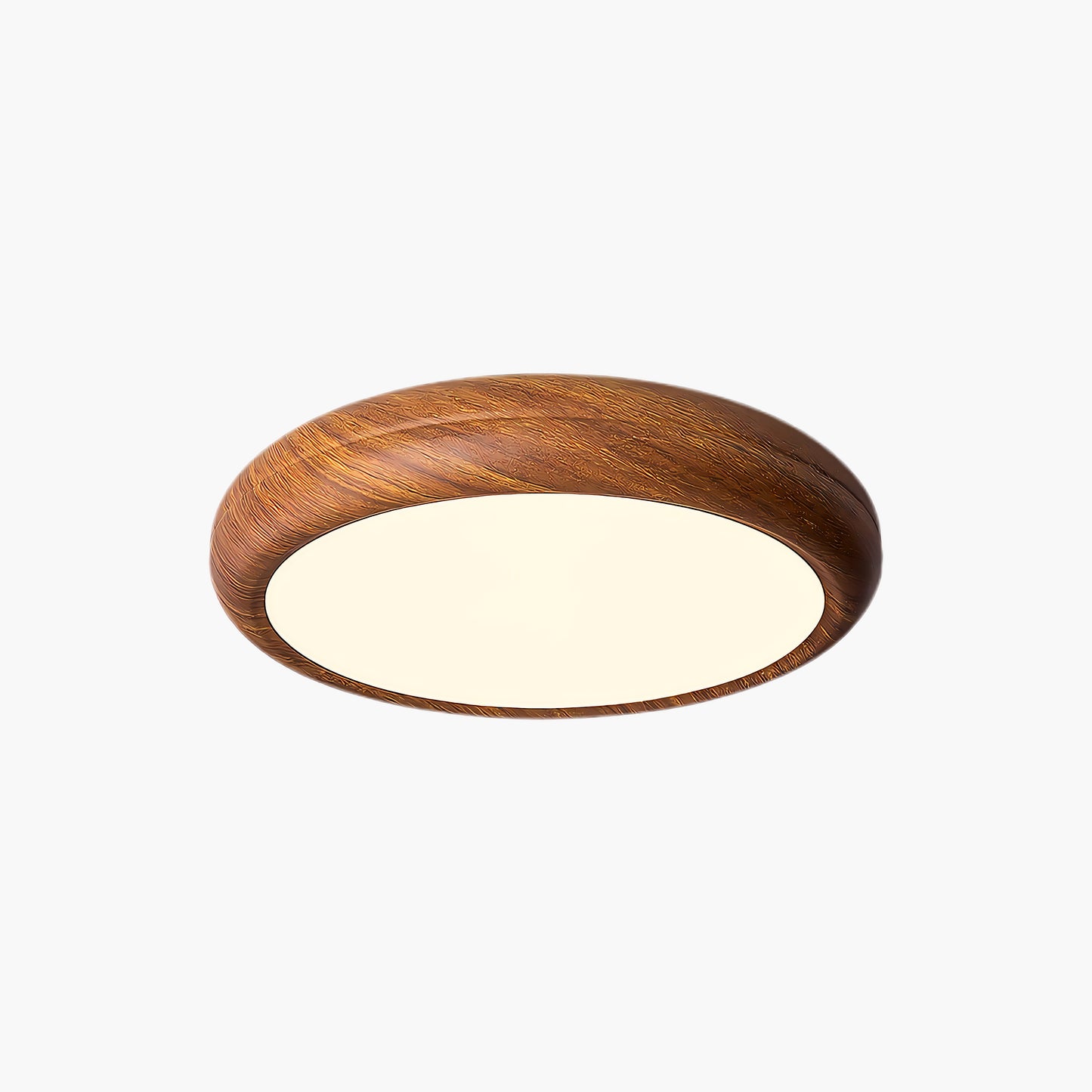 Wood Grain Round Eclectic Metal Ceiling Lamp