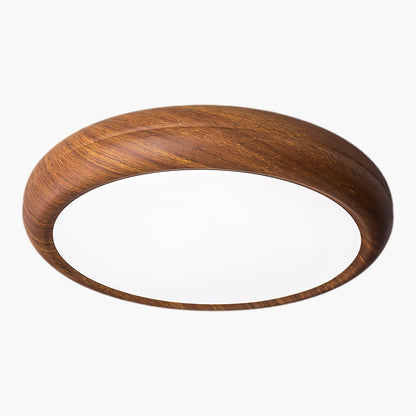 Wood Grain Round Eclectic Metal Ceiling Lamp