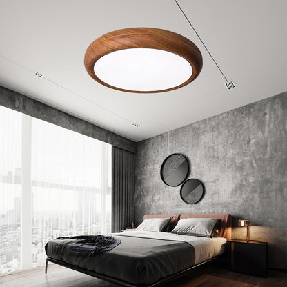 Wood Grain Round Eclectic Metal Ceiling Lamp