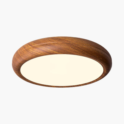 Wood Grain Round Eclectic Metal Ceiling Lamp