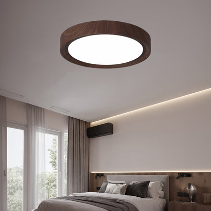 Wood Grain Round Eclectic Metal Ceiling Lamp