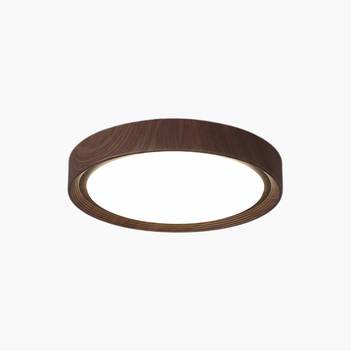 Wood Grain Round Eclectic Metal Ceiling Lamp