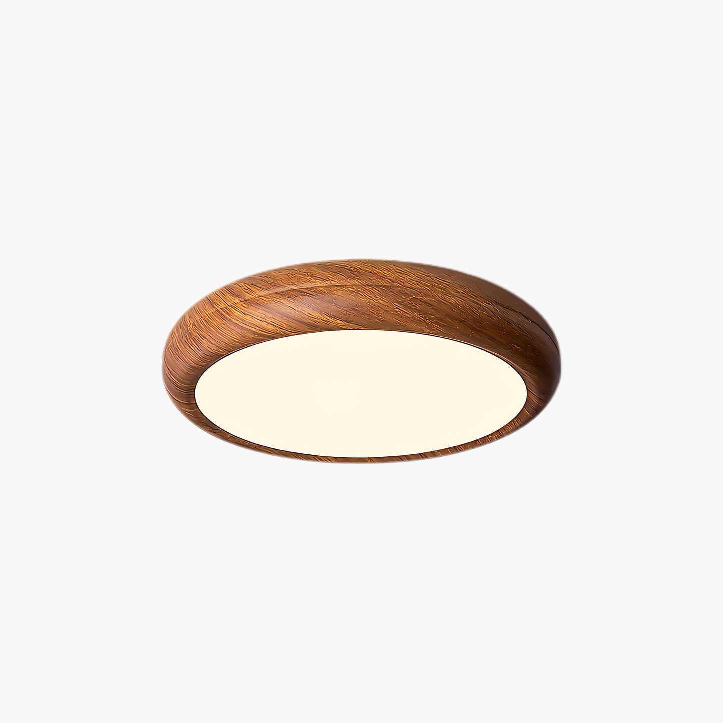 Wood Grain Round Eclectic Metal Ceiling Lamp