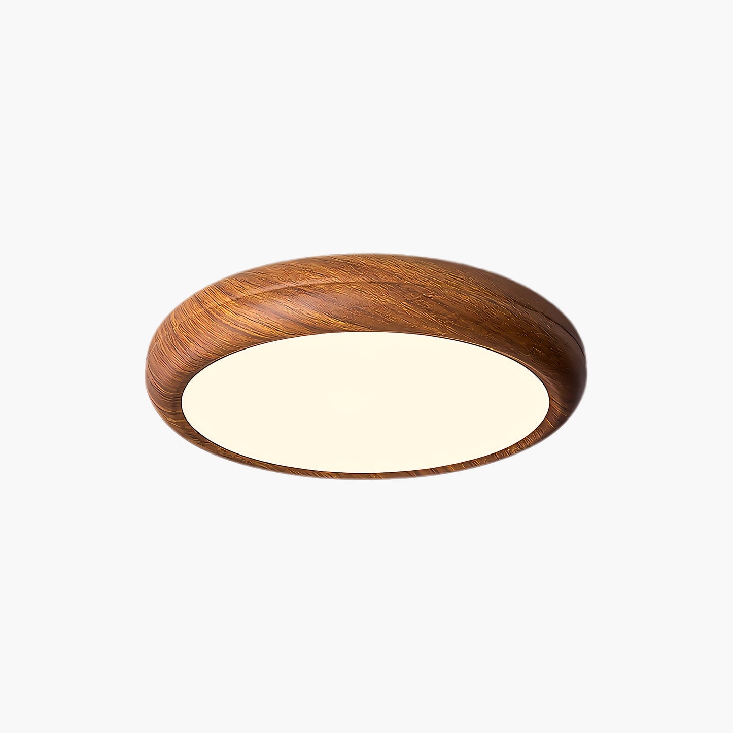 Wood Grain Round Eclectic Metal Ceiling Lamp