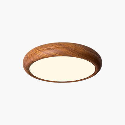 Wood Grain Round Eclectic Metal Ceiling Lamp