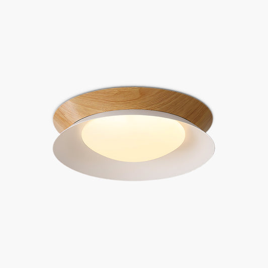 Wood Grain Round Eclectic Metal Ceiling Light