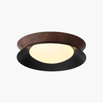 Wood Grain Round Eclectic Metal Ceiling Light