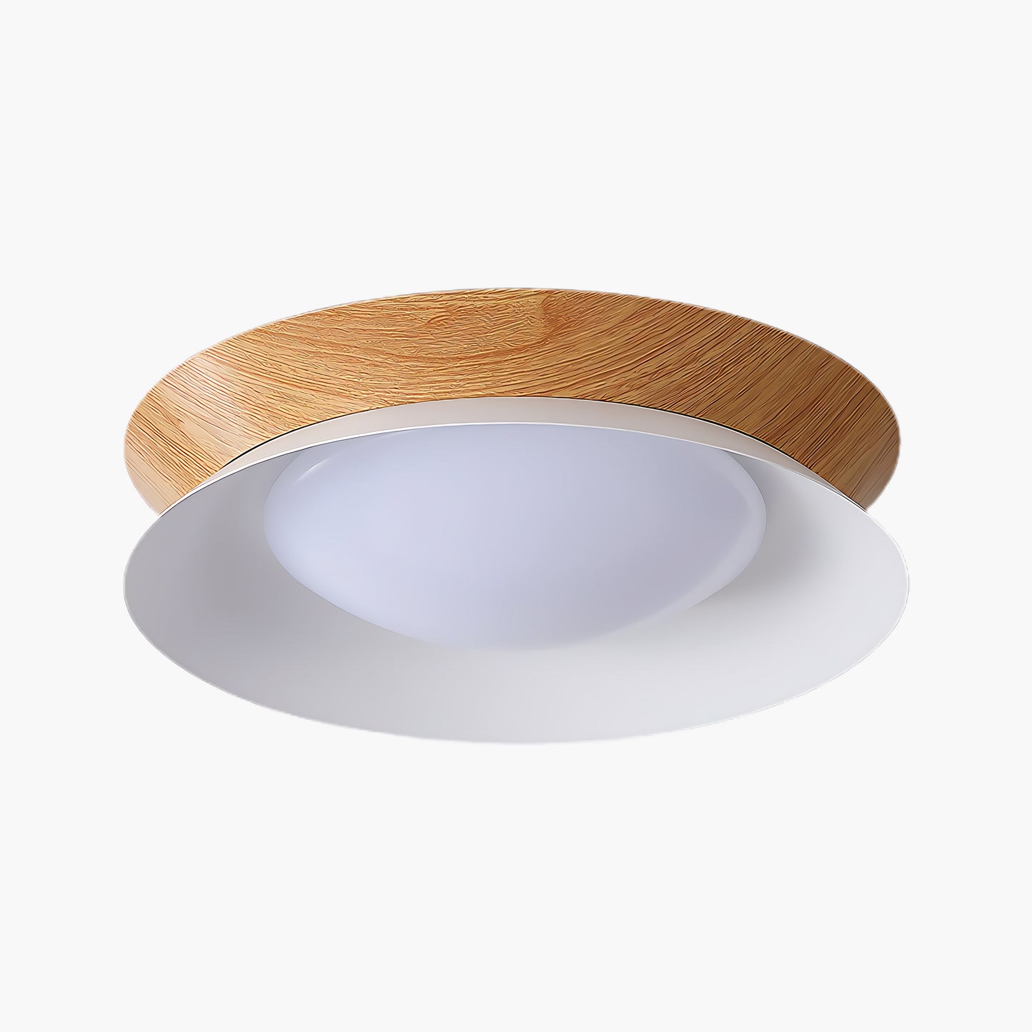 Wood Grain Round Eclectic Metal Ceiling Light