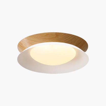 Wood Grain Round Eclectic Metal Ceiling Light