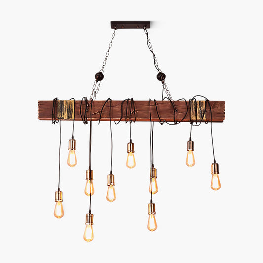 Wood Hanging Multi Rustic Metal Chandelier