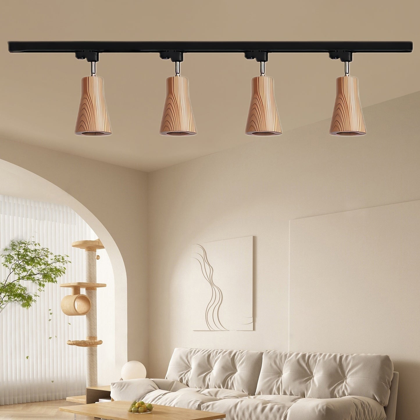 Wood Track Modern Metal Ceiling Lamp