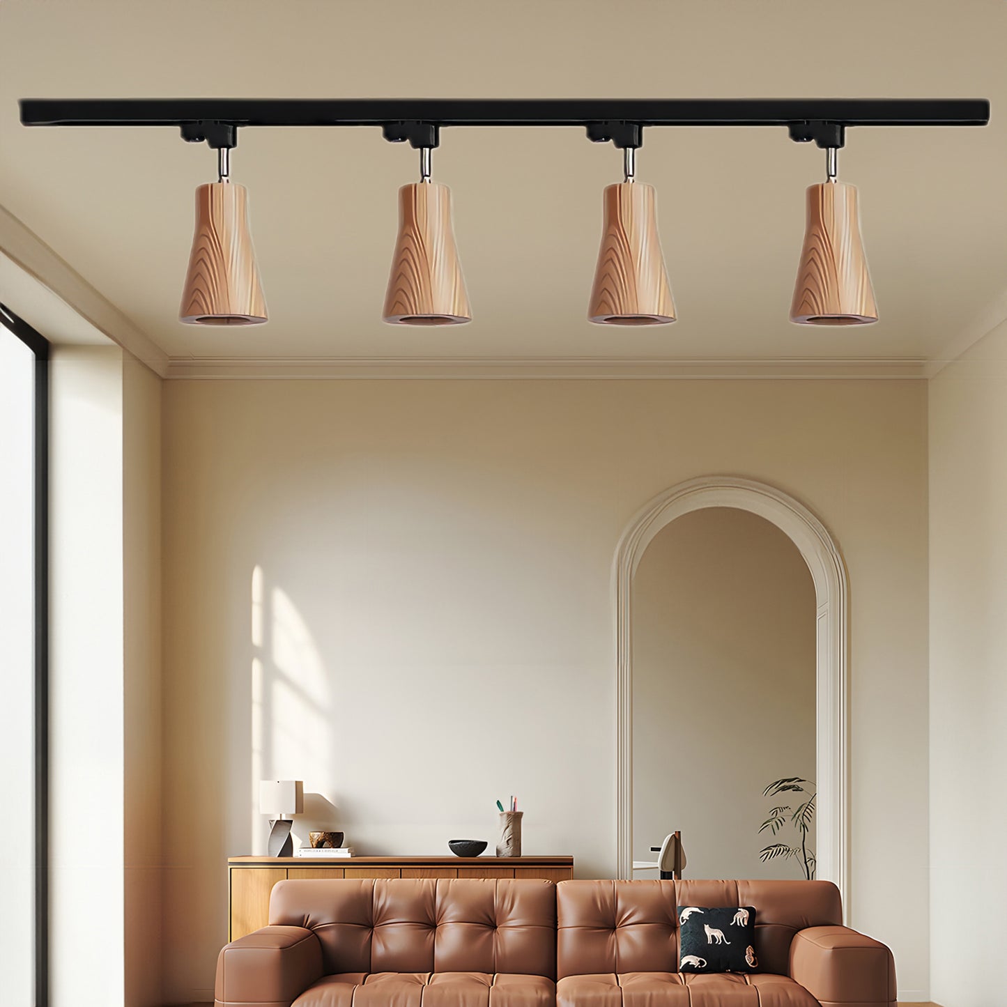 Wood Track Modern Metal Ceiling Lamp