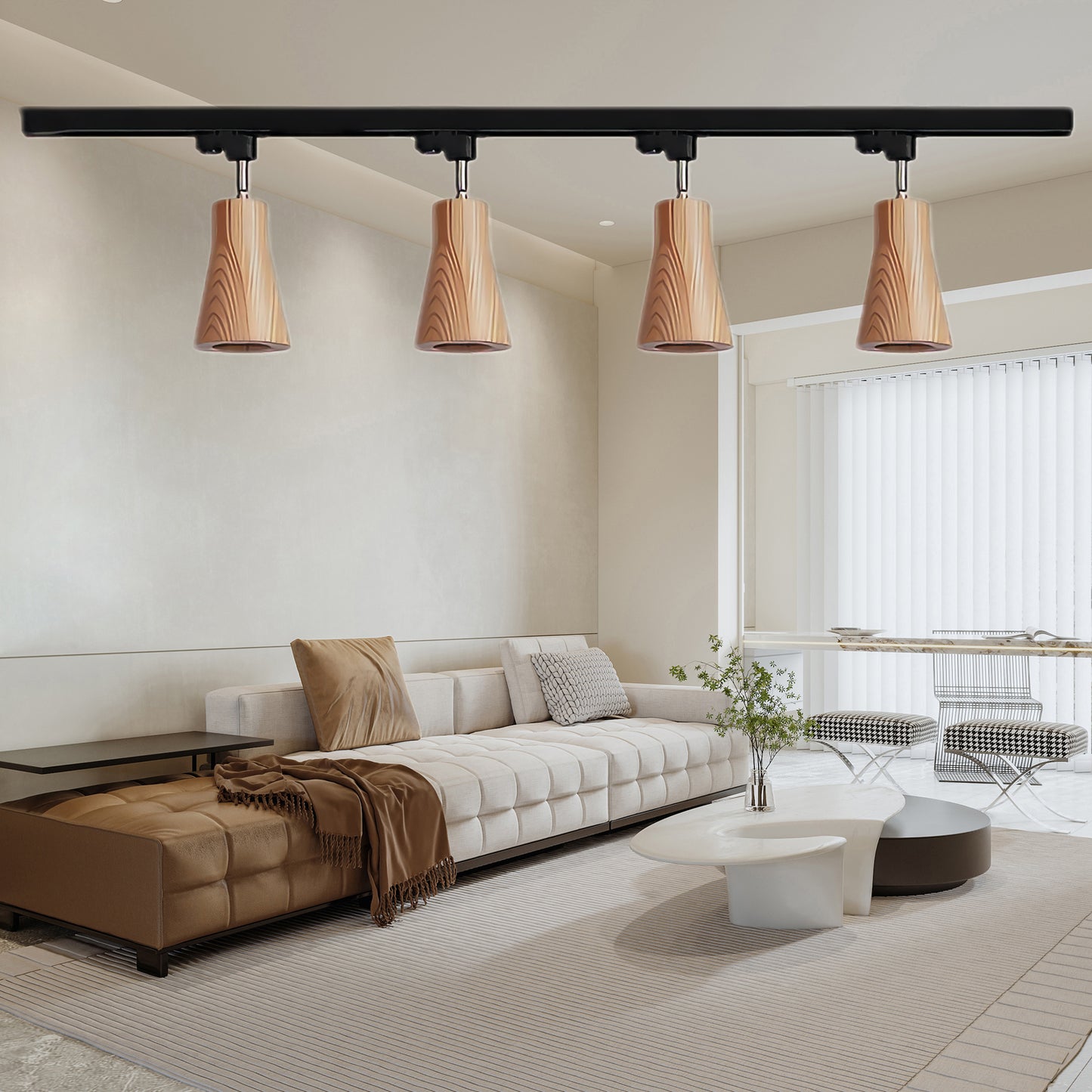 Wood Track Modern Metal Ceiling Lamp