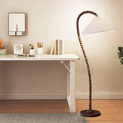 Wooden Bead Eclectic Metal Floor Lamp