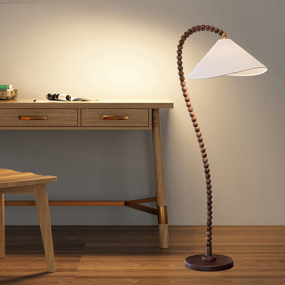 Wooden Bead Eclectic Metal Floor Lamp