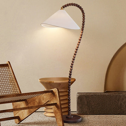 Wooden Bead Eclectic Metal Floor Lamp