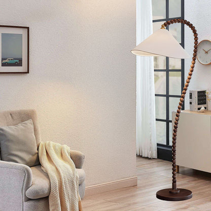 Wooden Bead Eclectic Metal Floor Lamp