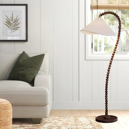 Wooden Bead Eclectic Metal Floor Lamp