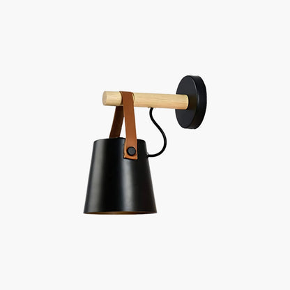 Wooden Conical Scandinavian Metal Wall Light