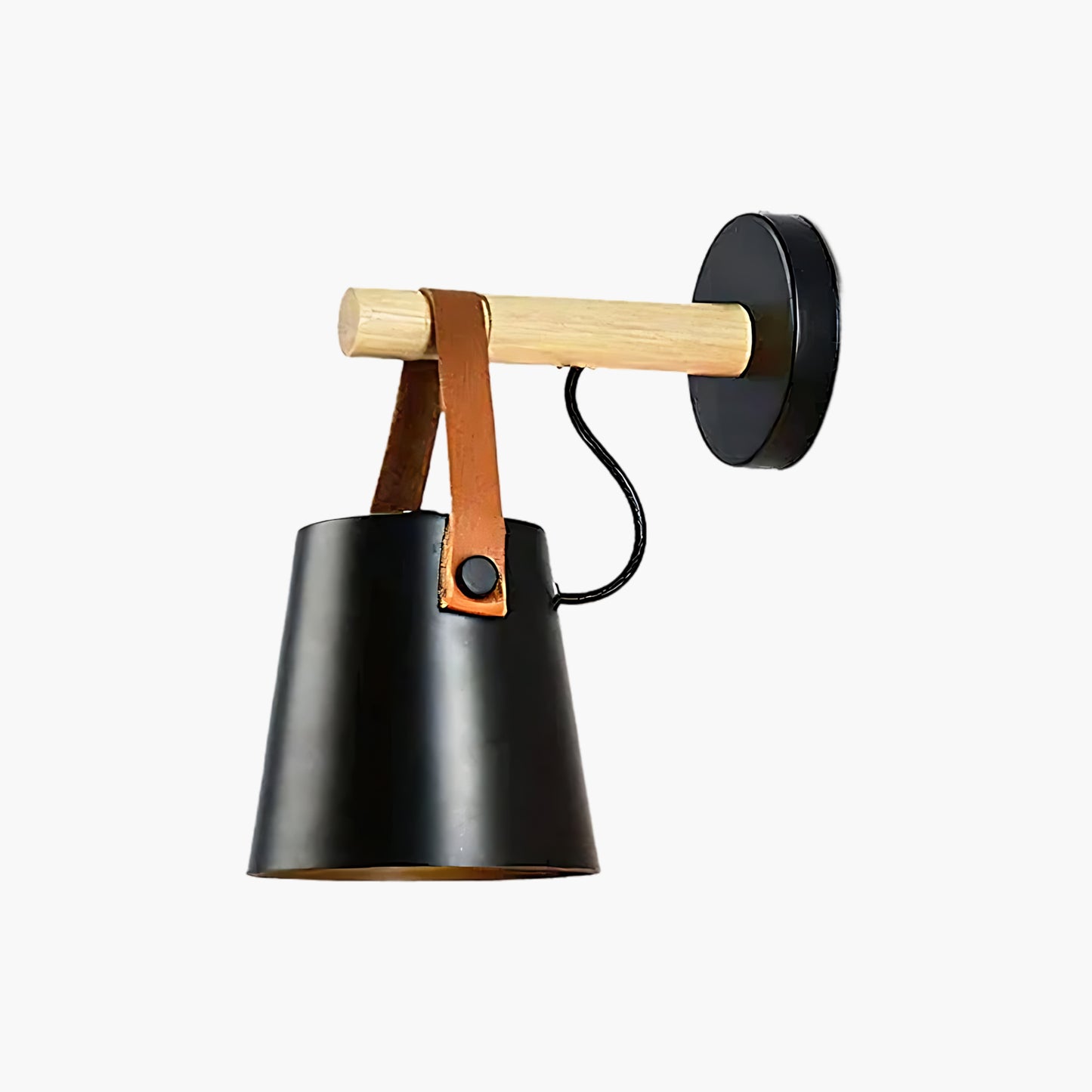 Wooden Conical Scandinavian Metal Wall Light