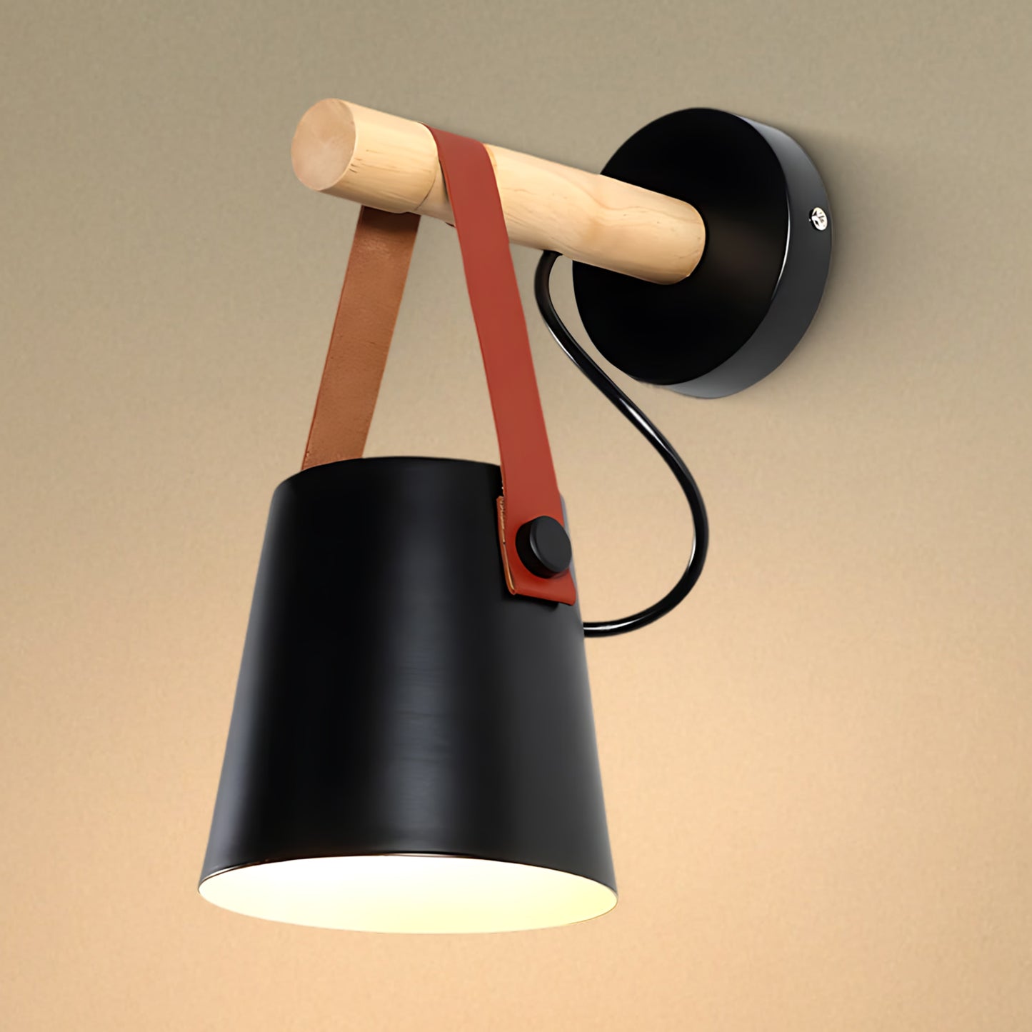 Wooden Conical Scandinavian Metal Wall Light